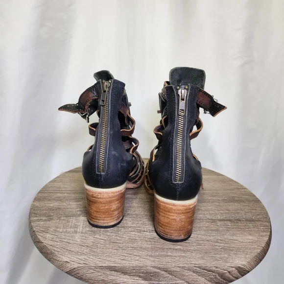 Freebird Cheyenne Multi Strap Lace-Up Leather Bootie Sandals Sz 9 Festival - Picture 3 of 11